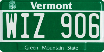 VT license plate WIZ906