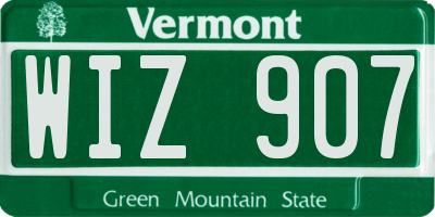 VT license plate WIZ907