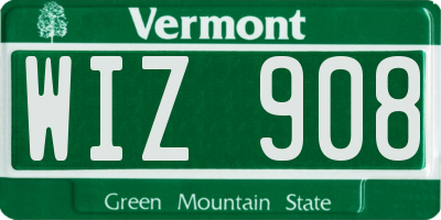 VT license plate WIZ908