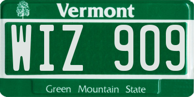 VT license plate WIZ909