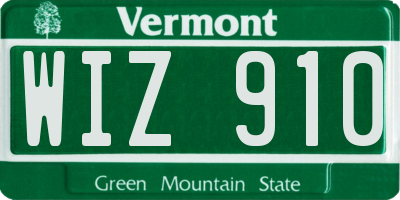 VT license plate WIZ910
