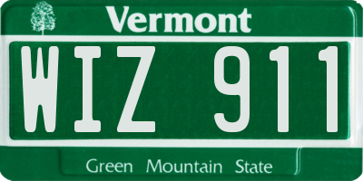 VT license plate WIZ911