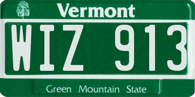 VT license plate WIZ913