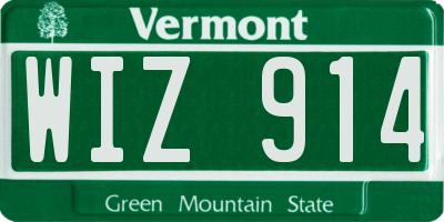 VT license plate WIZ914