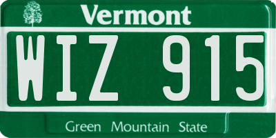 VT license plate WIZ915