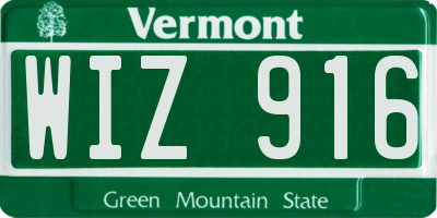 VT license plate WIZ916