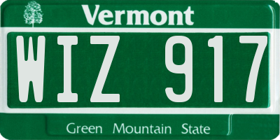 VT license plate WIZ917