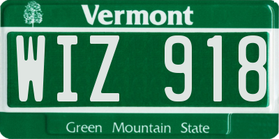 VT license plate WIZ918