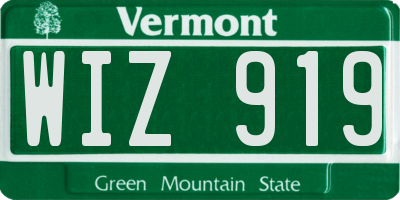VT license plate WIZ919