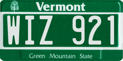 VT license plate WIZ921