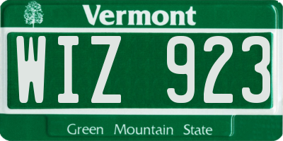 VT license plate WIZ923