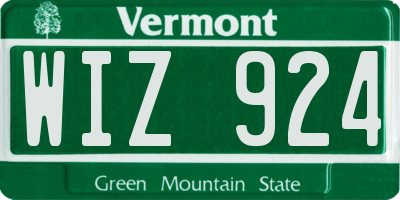 VT license plate WIZ924