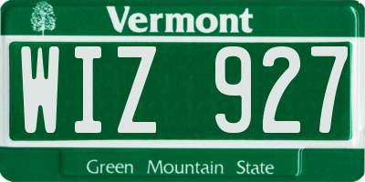 VT license plate WIZ927