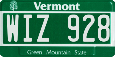 VT license plate WIZ928