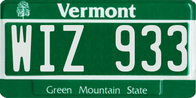 VT license plate WIZ933