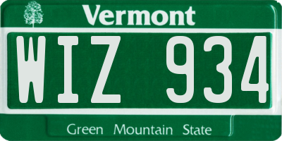 VT license plate WIZ934