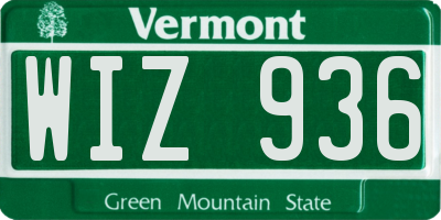 VT license plate WIZ936