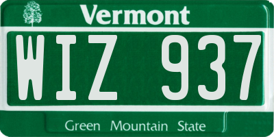 VT license plate WIZ937