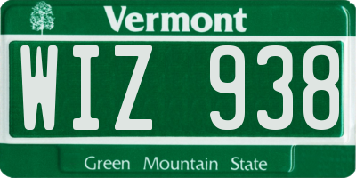 VT license plate WIZ938