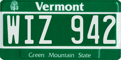 VT license plate WIZ942
