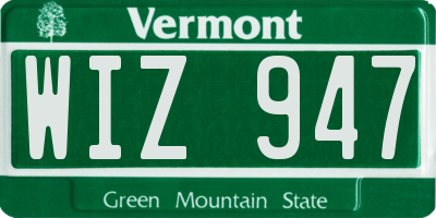 VT license plate WIZ947