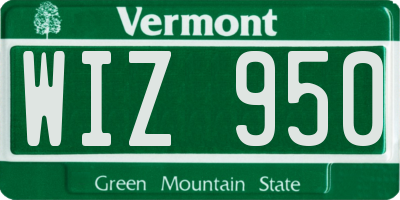VT license plate WIZ950