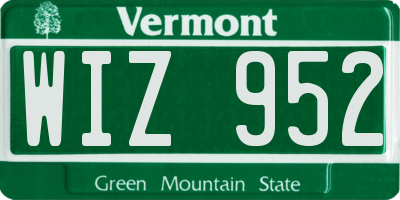VT license plate WIZ952