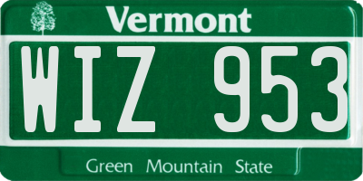 VT license plate WIZ953