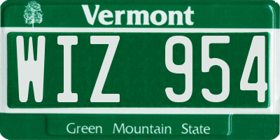 VT license plate WIZ954