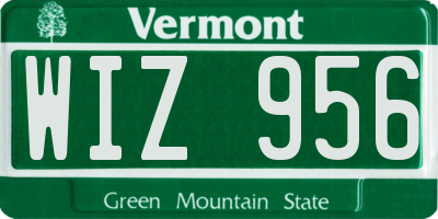 VT license plate WIZ956