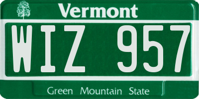 VT license plate WIZ957