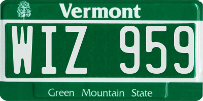 VT license plate WIZ959