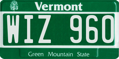 VT license plate WIZ960