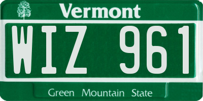 VT license plate WIZ961