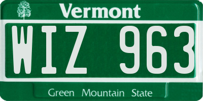VT license plate WIZ963