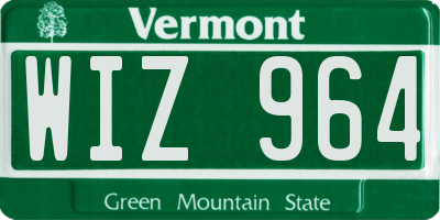VT license plate WIZ964