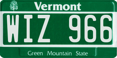 VT license plate WIZ966