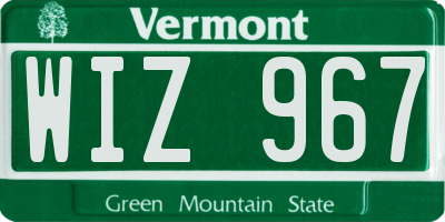 VT license plate WIZ967