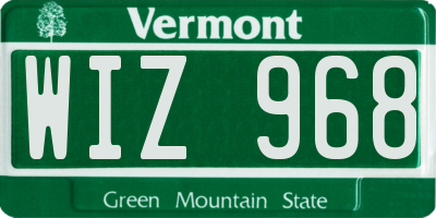 VT license plate WIZ968