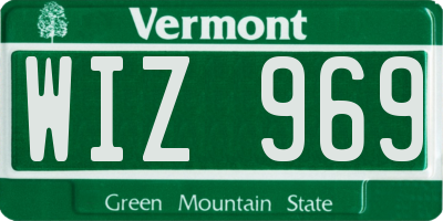 VT license plate WIZ969