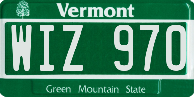 VT license plate WIZ970