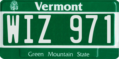 VT license plate WIZ971