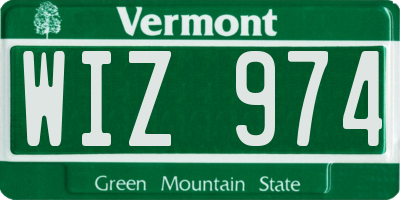 VT license plate WIZ974