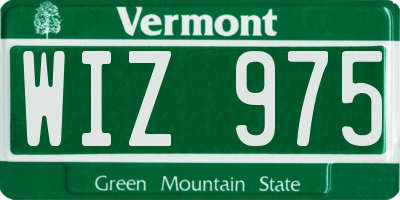 VT license plate WIZ975