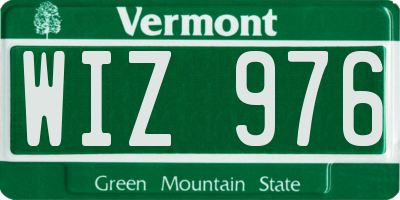 VT license plate WIZ976
