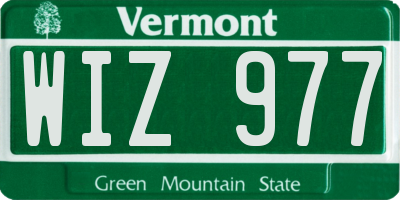 VT license plate WIZ977