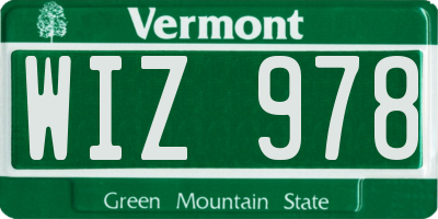 VT license plate WIZ978