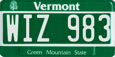 VT license plate WIZ983