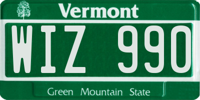 VT license plate WIZ990