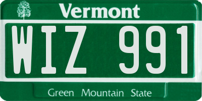 VT license plate WIZ991